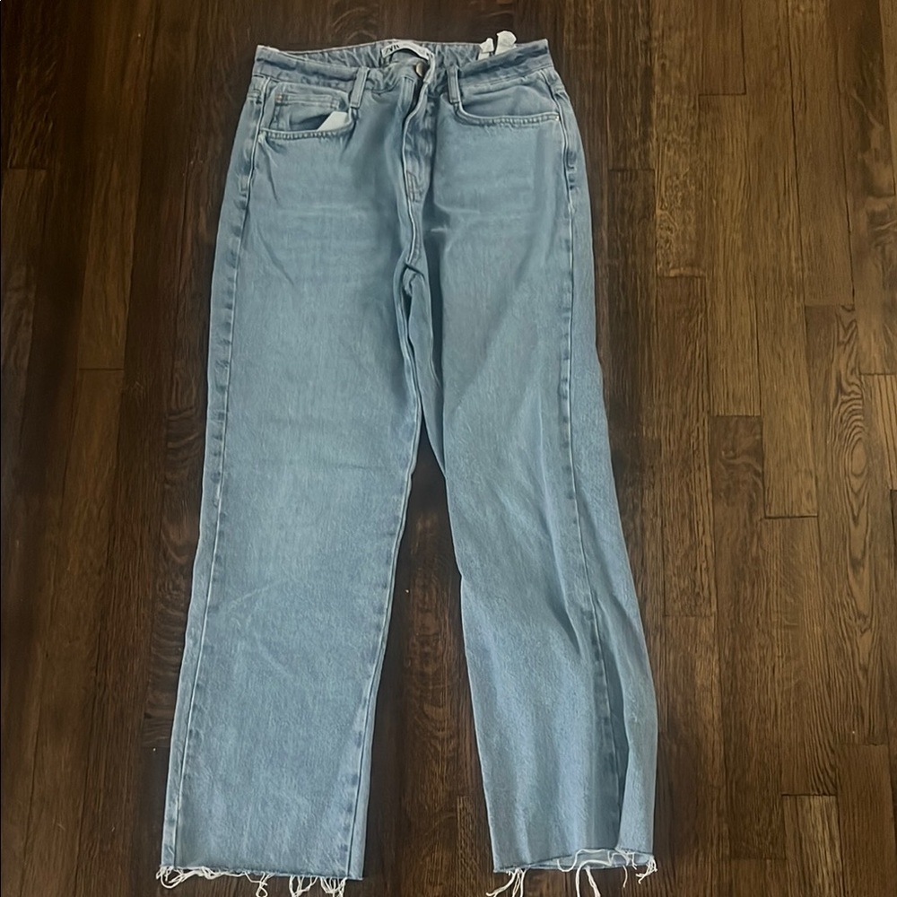Zara Light Blue Straight Leg Jeans